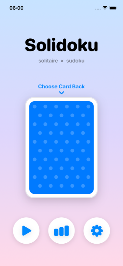 Main menu with card back